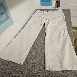 Lands‎ End Pants Womens 14 Fit 2  Corduroy Mid Rise White Length 33x29